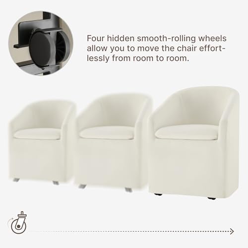 KISLOT Upholstered Dining Chairs with Casters, Washable Cover Modern Dining R...