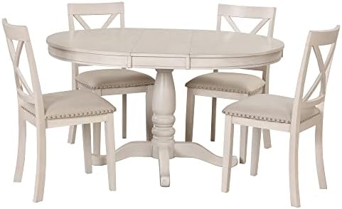 Harper & Bright Designs Modern Dining Table Set for 4,Round Table and 4 K...