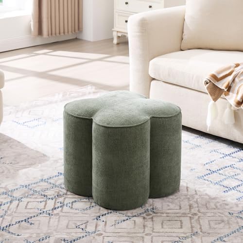 Zesthouse Flower Pouf Ottomans Foot Rest Set of 2, Linen Poofy Ottomans | Lar...