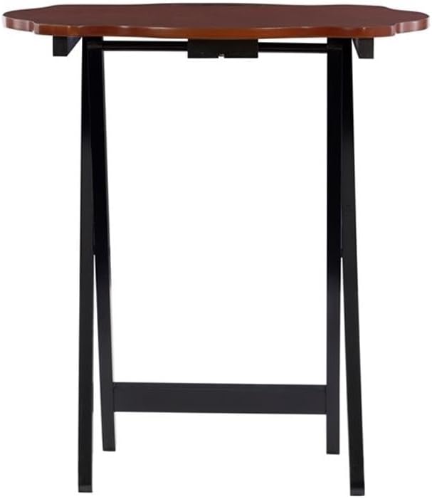 Pemberly Row Traditional 5-Piece Okume Veneer and Solid Wood Tray Table Set w...