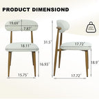 FREKEN Modern Upholstered Dining Chairs Set of 2, Mid-Century Metal Frame with Wood Grain, Linen Fabric Side Chair for Kitchen Dining Room, 350lbs Capacity, Beige