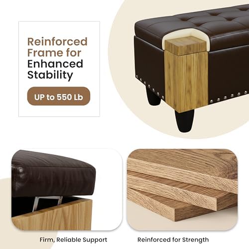 Simple Deluxe Ottoman with Storage Bench Chair, 28.5" L x 19.5" W x...