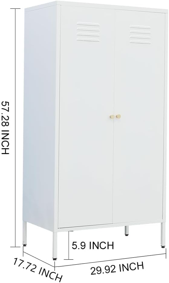 Metal Storage Cabinets with Magnetic Doors, Steel Locker with Adjustable Shel...