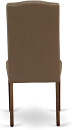 East West Furniture NDEN5-MAH-18 5 Piece Dining Table Set Includes a Rectangle Dining Room Table with Dropleaf and 4 Dark Coffee Linen Fabric Upholstered Chairs, 30x48 Inch, Mahogany