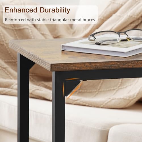 AMHANCIBLE C Shaped End Table Set of 2, Couch Side Table that Slide Under