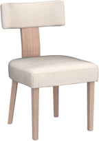 HNY Mid Century Modern Dining Chairs Set of 6, Farmhouse Linen Fabric Upholstered Accent Curved Backrest Kitchen Chairs, with Hardwood Frame, Beige, Linen