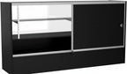WISDOMFUR 5ft Black Display Showcase Cabinet with LED Lighting – Half Vision Retail Glass Display Case, 60" x 18" x 38", Sliding Locking Doors & Storage Shelves