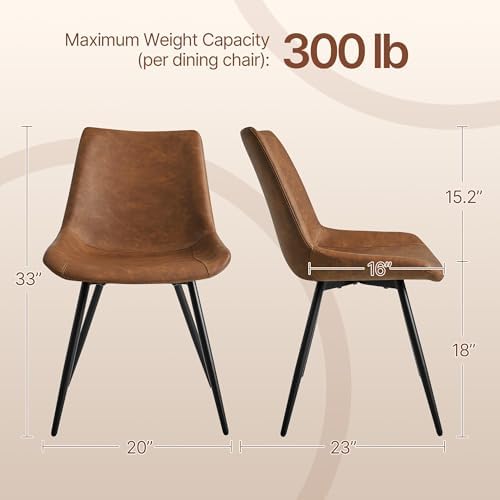 Yaheetech Dining Chairs Set of 2 Mid Century Modern Kitchen Chairs Brown