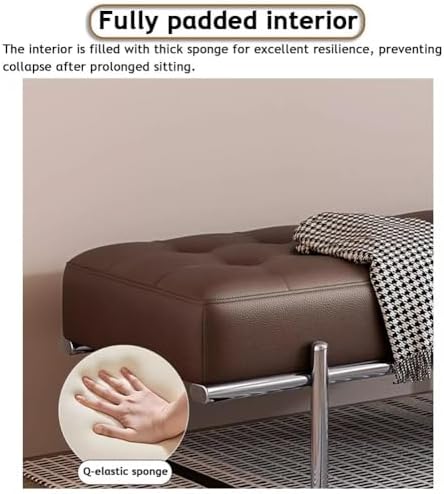 Etlegor Faux Leather Entryway Bench, Minimalist Bed-end Bench with Stainless ...