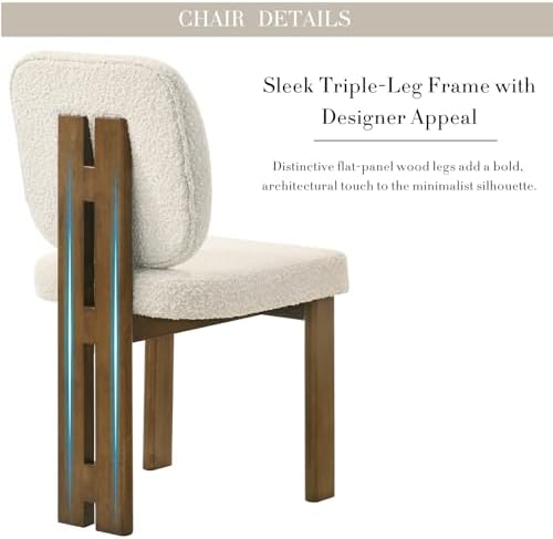 CIMOTA Modern Boucle Dining Chairs Set of 4, Upholstered Armless Side Chairs ...