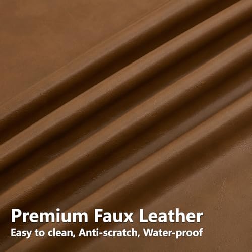 Faux Leather Dining Chairs Set of 4, Mid Century Modern, Brown