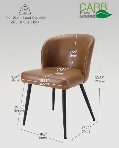 Susalt Upholstered Faux Leather Dining Chairs Set of 6, Brown