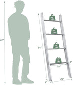 Nightcore 4-Tier Blanket Rack, 4.5 Feet Wall Leaning Ladder Shelf, Farmhouse Storage Rack, Wooden Blanket Ladder for Bathroom, Bedroom，Living Room
