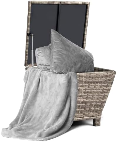 VINGLI Outdoor Side Table with Storage, 13-Gallon Patio Deck Box Outdoor Wick...