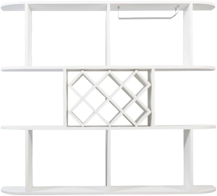 Rustic Large Wall Mounted 3-Tier Wine Rack with Wine Glass Holder, Multifunct...