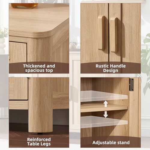 Joaxswe 2 Sideboard Buffet Cabinet with Storage, 31.5" Arc-Shaped Credenza