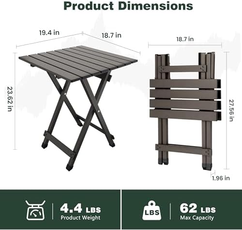 SUNNYFEEL Folding Camping Table - Lightweight Aluminum Portable Picnic Table ...