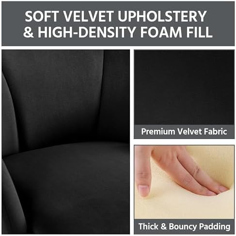 Yaheetech Flower Shape Vanity Chair with Petal Armrests, Black