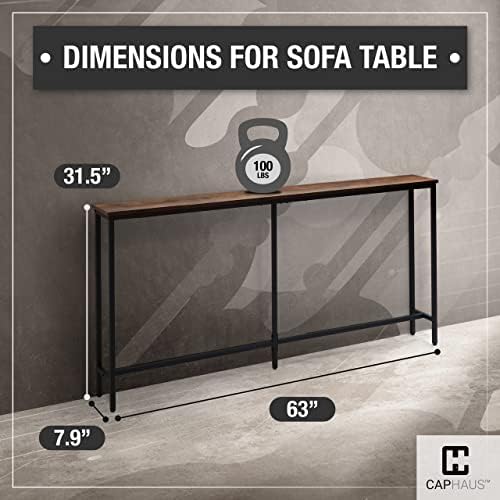 CAPHAUS 63” Narrow Long Console Table for Entryway, Classic Design Sofa Livin...