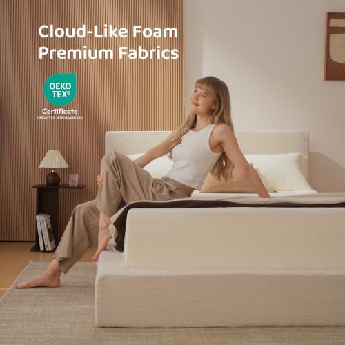 RECCI AirFrame Queen Upholstered Bed Frame with Plush Padded Headboard
