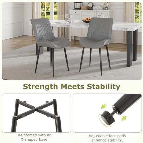 VECELO Dining Chairs Set of 4, Modern Upholstered Faux Leather Cushion Seat a...