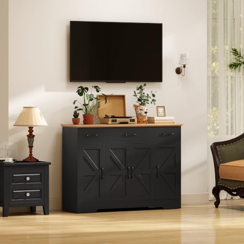 HOMCOM 47" Buffet Cabinet with Storage, Coffee Bar Cabinet, Black