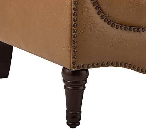 HULALA HOME Mid Century Modern Genuine Leather Accent Chair Set of 2, Camel |...