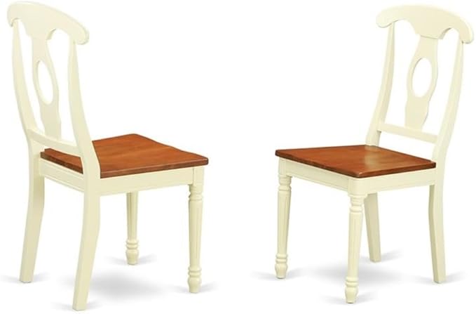 East West Furniture QUKE7-WHI-W 7 Piece Dining Room Furniture Set Consist of a Rectangle Kitchen Table with Butterfly Leaf and 6 Dining Chairs, 40x78 Inch, Buttermilk & Cherry