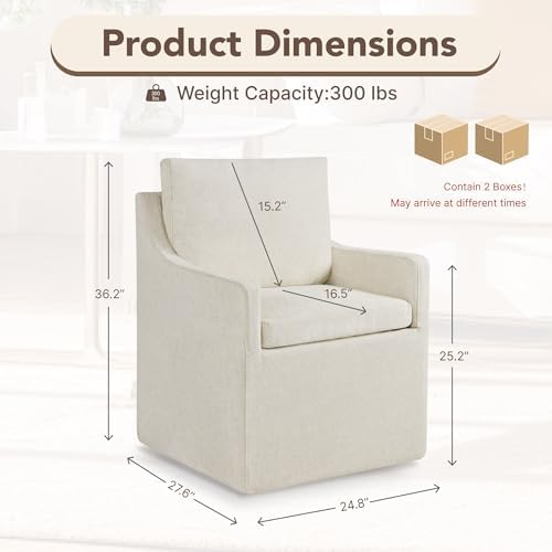 KISLOT Upholstered Dining Chairs Set of 2 with Washable Cover, Oatmeal