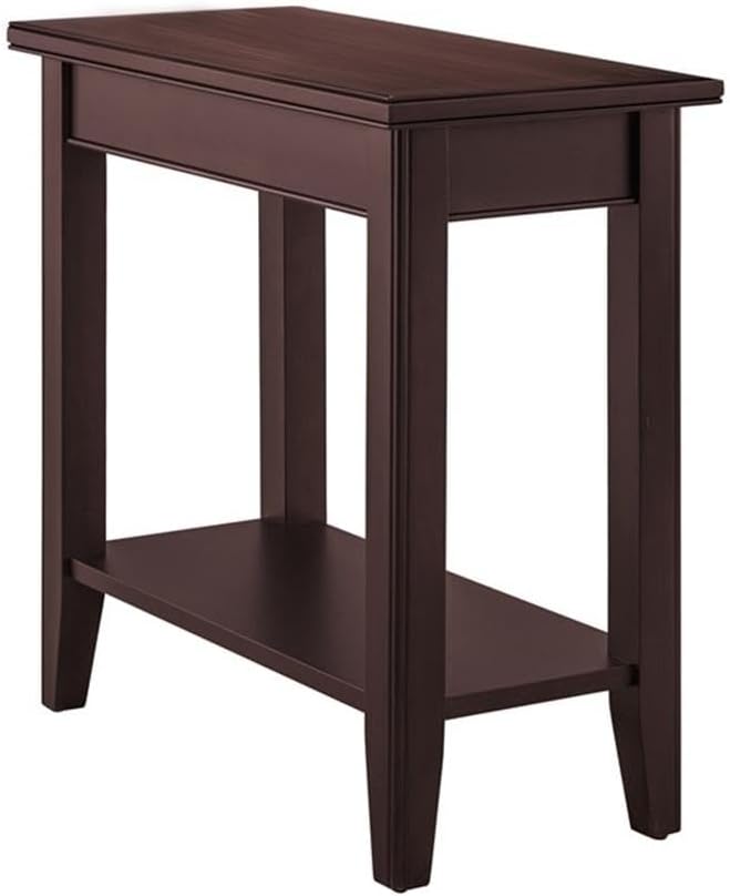 MAKLAINE Solid Wood Rectangular End Table, Chocolate Cherry Finish, 12 x 24 x...
