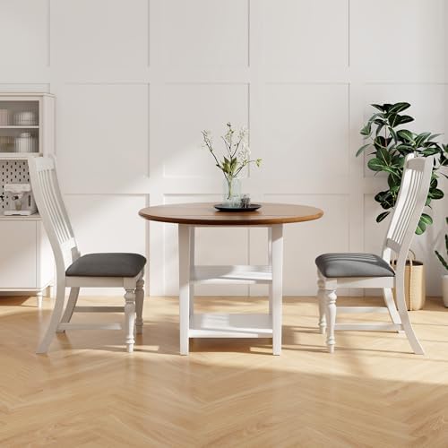 GIANTEX Wood Dining Chairs Set of 4, Farmhouse Kitchen Chairs, White