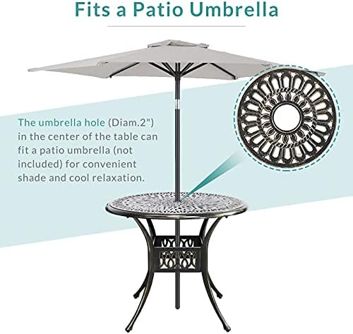 MEETWARM 5-Piece Outdoor Patio Dining Set, All-Weather Cast Aluminum Patio Co...