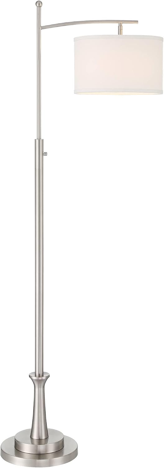 Possini Euro Design Burbank 64" Tall Brushed Nickel Downbridge Floor Lamp