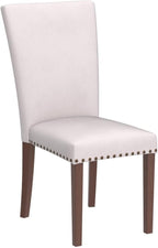 COLAMY Upholstered Parsons Dining Chairs Set of 4, Fabric Dining Room Kitchen Side Chair with Nailhead Trim and Wood Legs - Beige,No Table