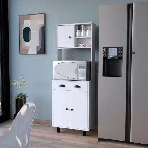 66" Tall Kitchen Pantry Cabinet with Storage,Wooden Cupboard Credenza Bu...