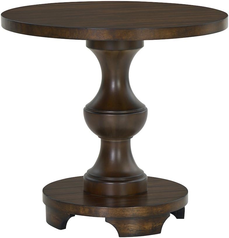 Roundhill Furniture Caesar Traditional Round Pedestal End Table, Espresso