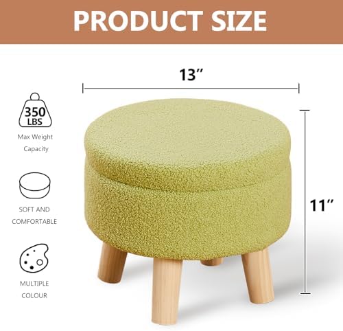 Wimarsbon Storage Ottoman, Modern Round Footrest with Soft Padded Seat, Teddy...
