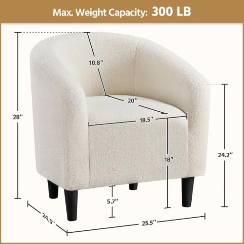 Yaheetech Compact Sherpa Accent Chairs Set of 2 for Small Spaces, Ivory | Com...