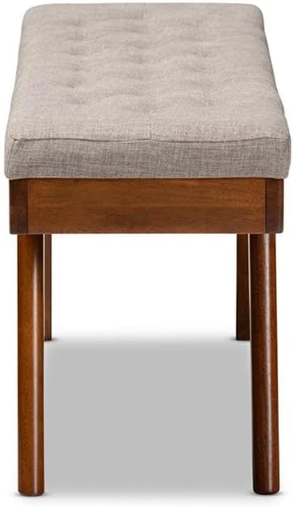 Baxton Studio Alona Mid-Century Modern Light Grey Fabric Upholstered Wood Din...