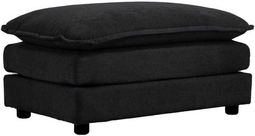 Chenille Ottoman Footrest for 2, 3, and 4 Seater Sofas, Black