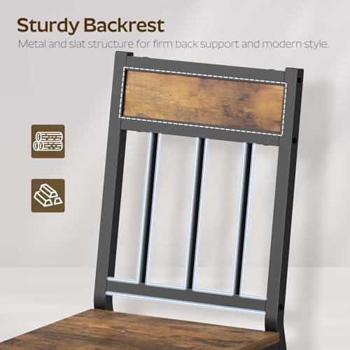 YATINEY Dining Chairs Set of 4, Industrial Kitchen Chairs with Metal Frame, S...