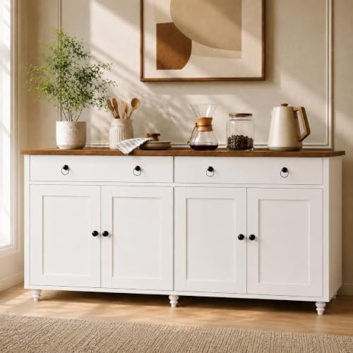 4 EVER WINNER 55" Buffet Cabinet with Storage and Drawers, Large Sideboa...