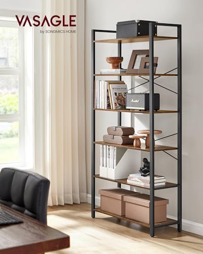 VASAGLE 6-Tier Bookshelf, Bookcase with Shelves, Storage Shelf, Living Room