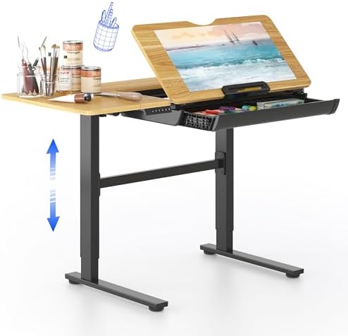 FLEXISPOT Electric Drafting Table Adjustable Height 47.2"x23.6" Sta...