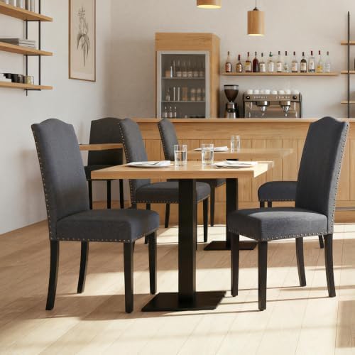 Yaheetech Dining Chairs Set of 4 High Back Parson Chairs Dark Gray