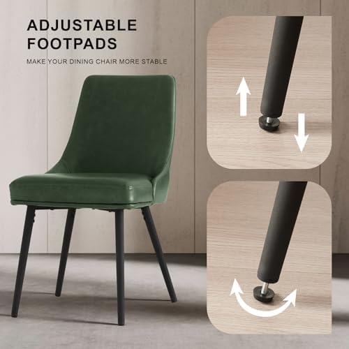 kinmars Kitchen & Dining Leather Dining Chairs Set of 4, Green