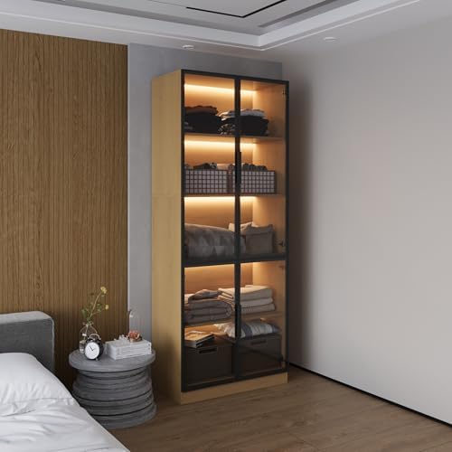 Bobve 78.7" Display Cabinet with 4 Glass Doors,5 -Tier Storage Cabinet w...