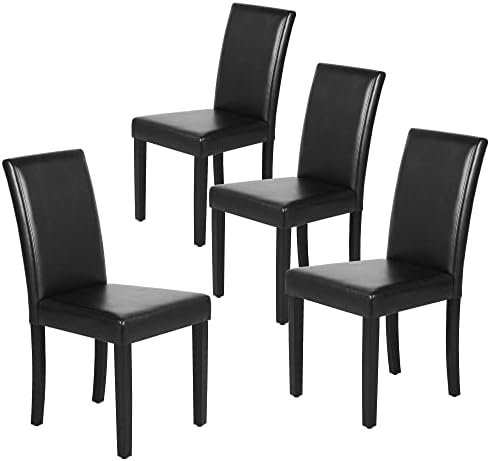 Yaheetech Dining Chairs Set of 4 Upholstered Kitchen Chairs Black