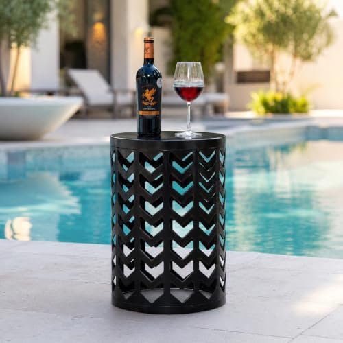 Y&M Outdoor Side Tables Set of 3, Round Heavy Duty Metal Nesting End Tabl...
