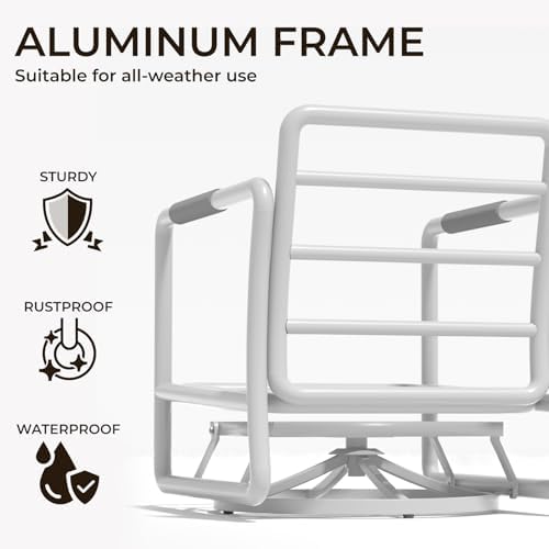 5 Piece Patio Outdoor Aluminum Swivel Rocking Chair with 6.7" Thickened ...